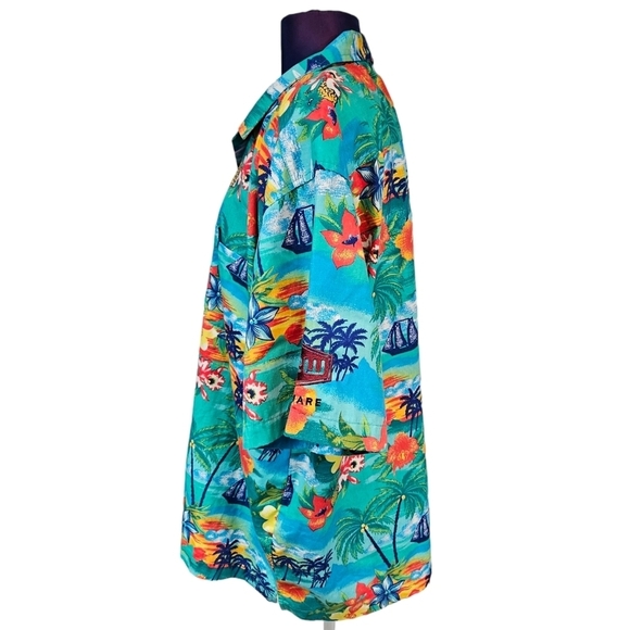 Blue Generation Colorful Tropical Button Front Hawaiian Shirt Size XL Men's F71 - Picture 4 of 11